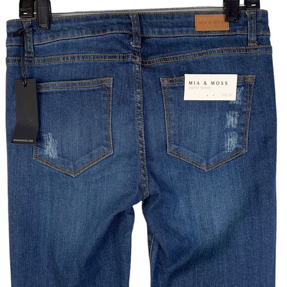 Mia & Moss Jeans Womens‎ Size 6 / 28 Sabine Skinny Denim Distressed Whiskering - Picture 5 of 13